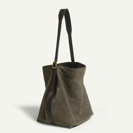 Bleu de Chauffe Sofia Sac Hobo Cuir Velours Musk cote 2