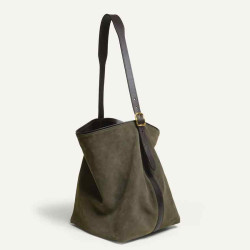 Bleu de Chauffe Sofia Sac Hobo Cuir Velours Musk dos 3