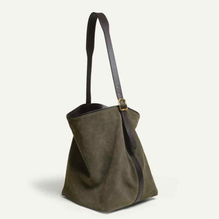 Bleu de Chauffe Sofia Sac Hobo Cuir Velours Musk dos 3
