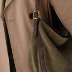 Bleu de Chauffe Sofia Sac Hobo Cuir Velours Musk details