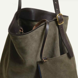 Bleu de Chauffe Sofia Sac Hobo Cuir Velours Musk pochette