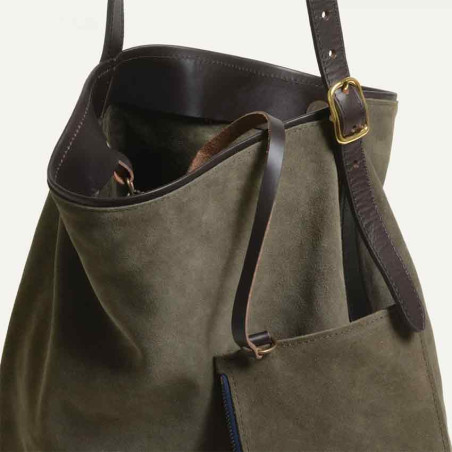 Bleu de Chauffe Sofia Sac Hobo Cuir Velours Musk pochette