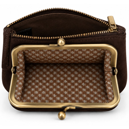 Mila Louise Uzu CC Porte-Monnaie En Cuir Brun ouvert