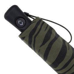 Isotoner Parapluie compact automatique Zèbre Kaki poignée