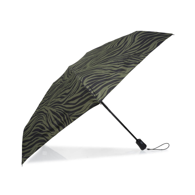 Isotoner Parapluie compact automatique Zèbre Kaki