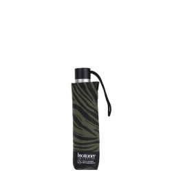 Isotoner Folding Manual Resistant Zebra Khaki Umbrella