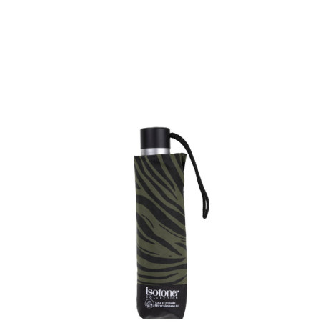 Isotoner Folding Manual Resistant Zebra Khaki Umbrella