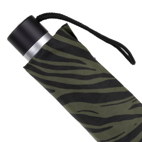 Isotoner Parapluie Pliant Manuel Résistant Zèbre Kaki housse