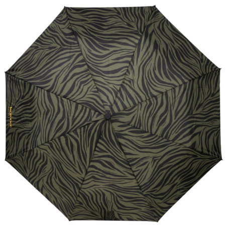 Isotoner Folding Manual Resistant Zebra Khaki Umbrella