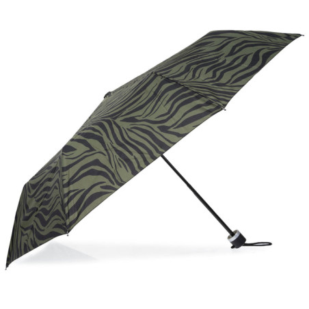 Isotoner Parapluie Pliant Manuel Résistant Zèbre Kaki ouvert