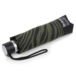 Isotoner Folding Manual Resistant Zebra Khaki Umbrella
