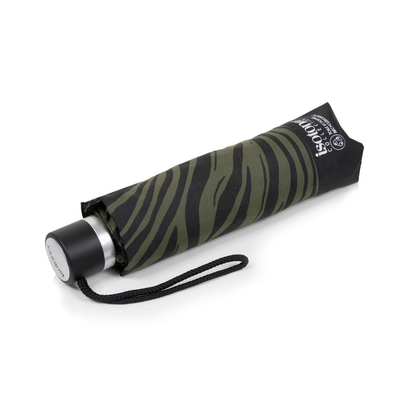 Isotoner Parapluie Pliant Manuel Résistant Zèbre Kaki