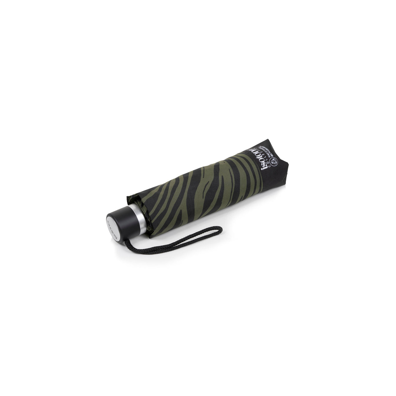 Isotoner Parapluie Pliant Manuel Résistant Zèbre Kaki