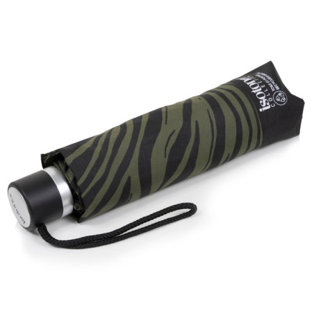 Isotoner Parapluie Pliant Manuel Résistant Zèbre Kaki