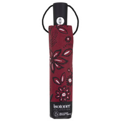 Isotoner Parapluie Pliant Automatique Bandana Bordeaux housse