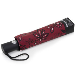 Isotoner Parapluie Pliant Automatique Bandana Bordeaux fermé