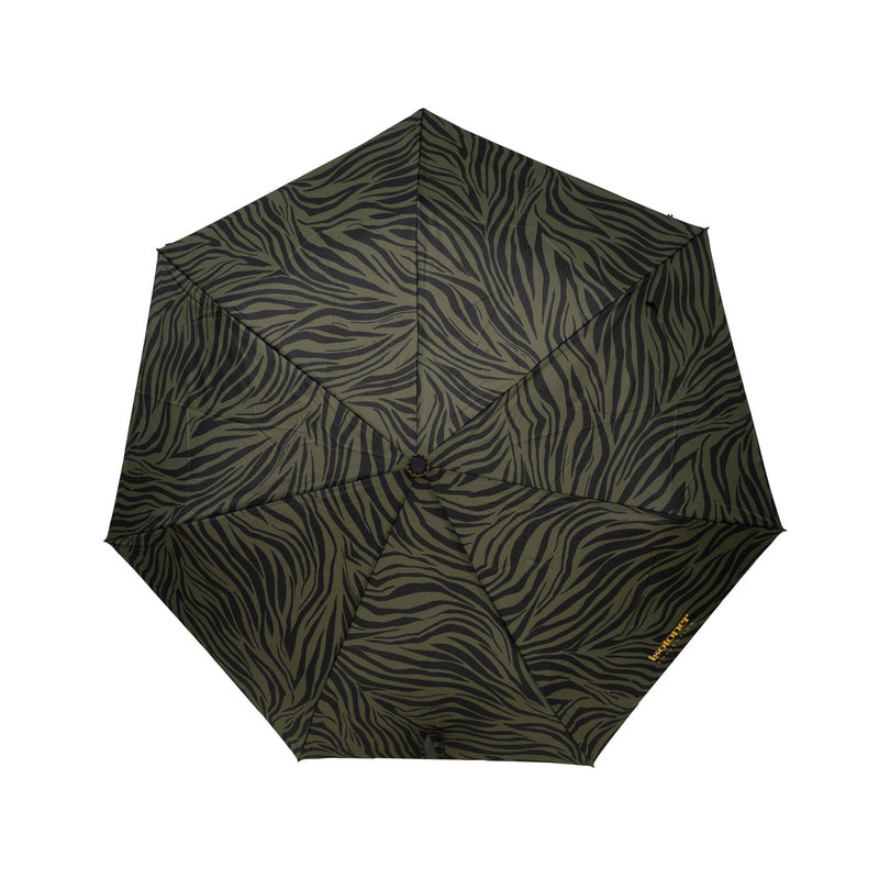 Isotoner Parapluie Pliant Automatique Zèbre Kaki