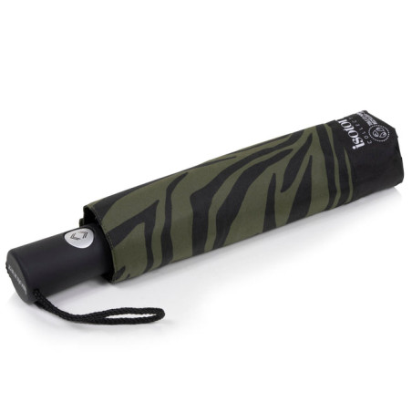 Isotoner Folding Automatic Umbrella Zebra Khaki