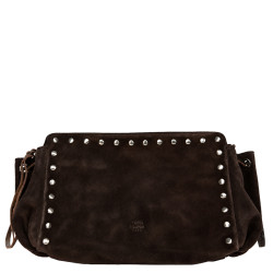 Mila Louise Zaza V Crossbody Leather Suede Dark Brown Bag