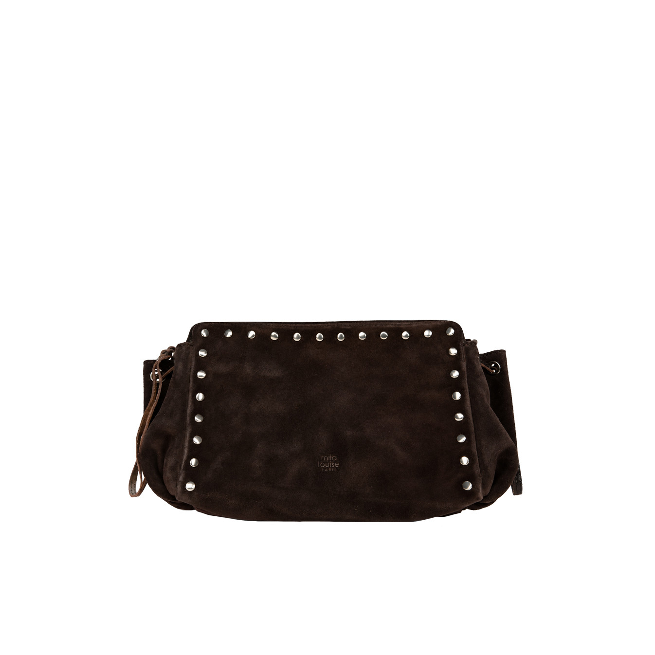 Mila Louise Zaza V Sac Porté Travers En Cuir Velours Brun Dark