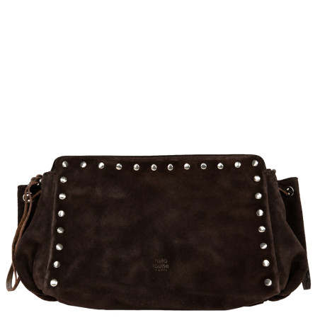 Mila Louise Zaza V Sac Porté Travers En Cuir Velours Brun Dark