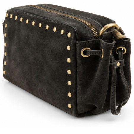 Mila Louise Zaza V Sac Porté Travers En Cuir Velours Kaki Dark côté