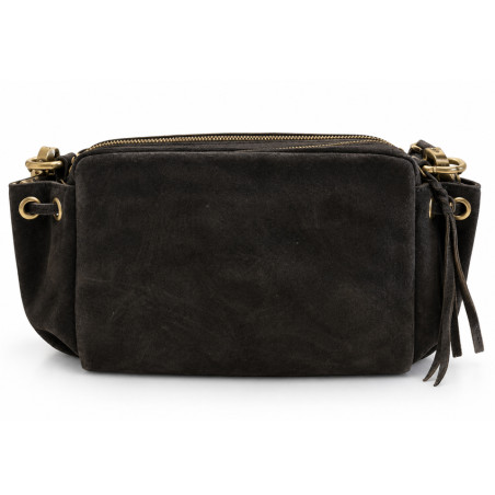 Mila Louise Zaza V Sac Porté Travers En Cuir Velours Kaki Dark dos