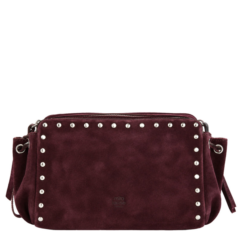 Mila Louise Zaza V Sac Porté Travers En Cuir Velours Rouge