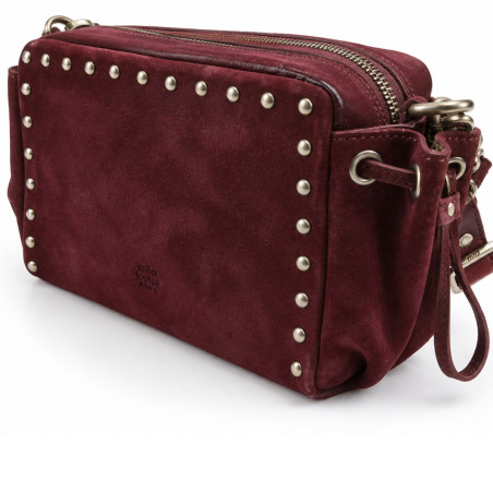 Mila Louise Zaza V Sac Porté Travers En Cuir Velours Rouge côté