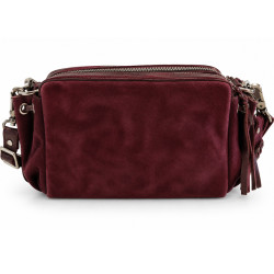 Mila Louise Zaza V Sac Porté Travers En Cuir Velours Rouge