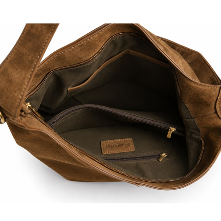 Farfouillette Sac Besace Effet Velours Moka ouvert