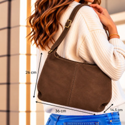 Farfouillette Sac Besace Effet Velours Café porté