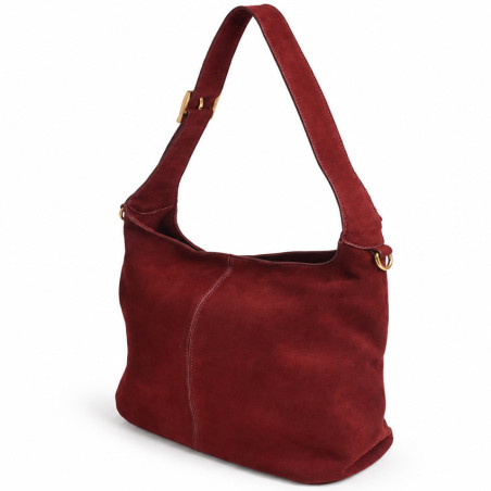 Farfouillette Sac Besace Effet Velours Prune côté