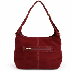 Farfouillette Sac Besace Effet Velours Prune dos