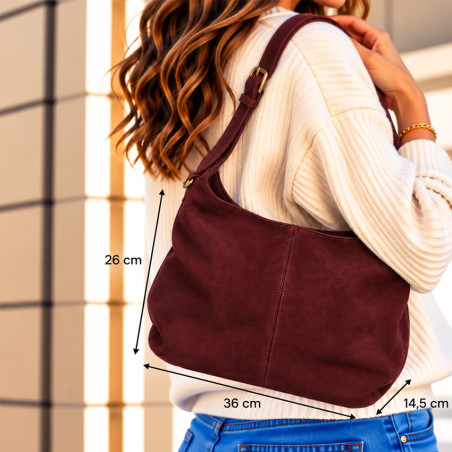 Farfouillette Sac Besace Effet Velours Prune