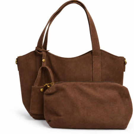 Farfouillette Sac Shopping 2 En 1 Café  pochette