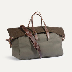 Bleu de Chauffe Sac de Voyage Cabine Toile Et Cuir Kaki BM Tweed