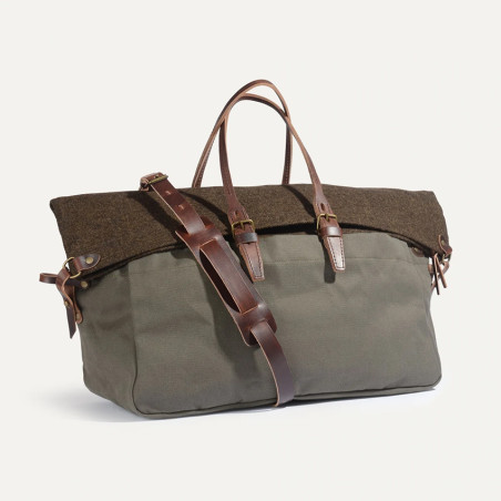 Bleu de Chauffe Sac de Voyage Cabine Toile Et Cuir Kaki BM Tweed cote