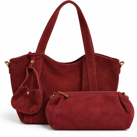 Farfouillette Sac Shopping 2 En 1 Prune pochette