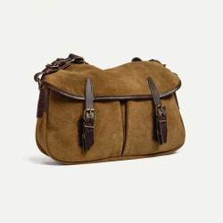Bleu de Chauffe Sac Musette S Cuir Velours Marron Noisette