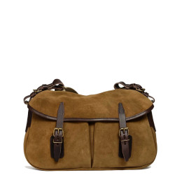 Bleu de Chauffe Sac Musette S Cuir Velours Marron Noisette