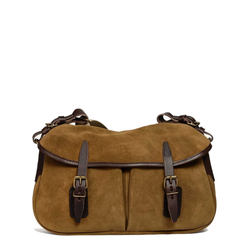 Bleu de Chauffe Sac Musette S Cuir Velours Marron Noisette