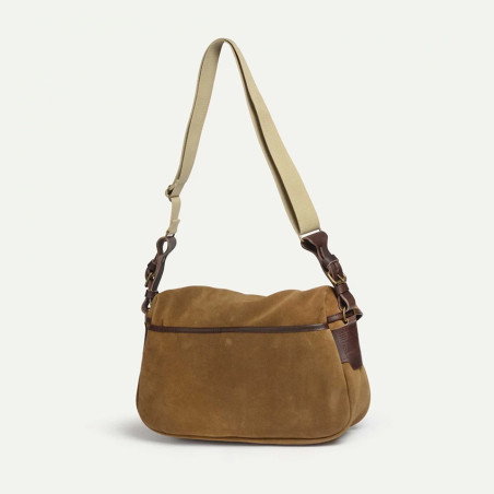 Bleu de Chauffe Sac Musette S Cuir Velours Marron Noisette dos