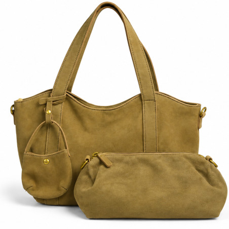 Farfouillette Sac Shopping 2 En 1 Taupe pochette
