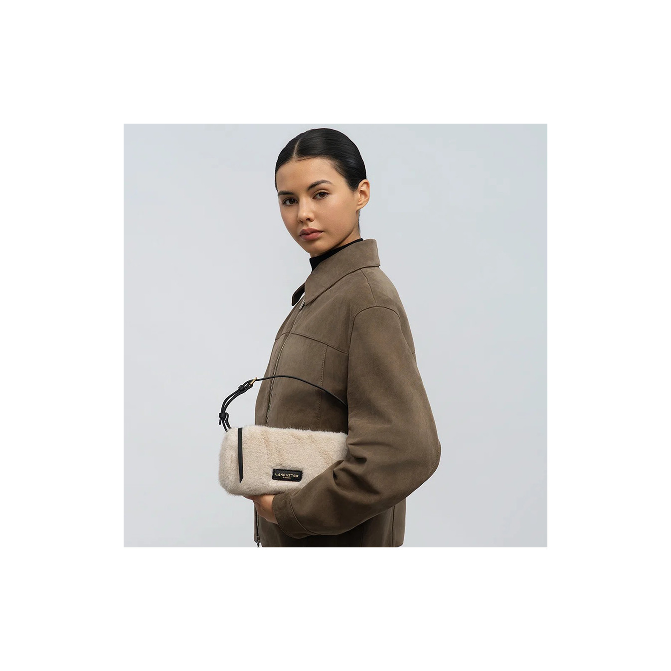 Lancaster Moumoute Petit Sac Trotteur Rectangle 518-085 Ecru Noir