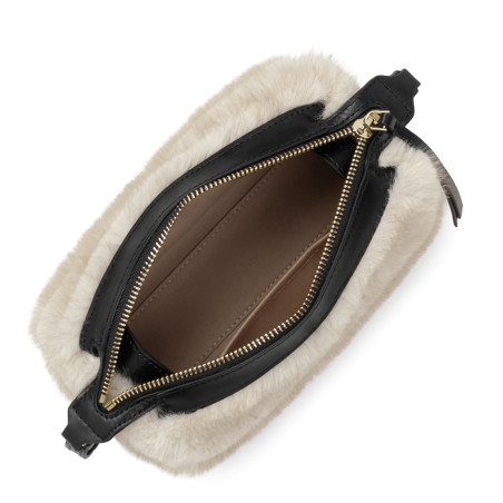 Lancaster Moumoute Petit Sac Trotteur Rectangle 518-085 Ecru Noir ouvert
