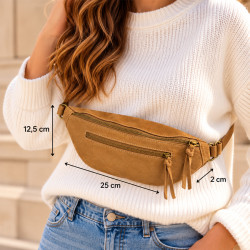 Farfouillette Sac Banane Zippé & Végan Fauve portée