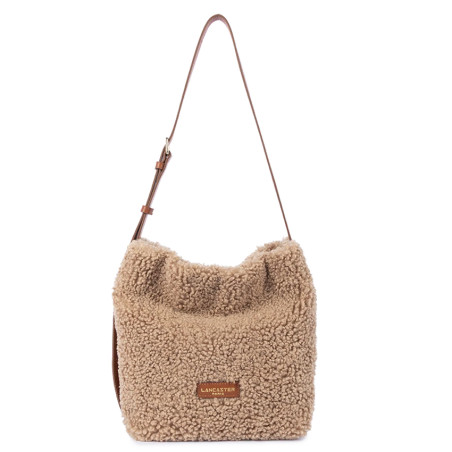 Lancaster Faux Fur Bucket Bag 518-089 Cognac