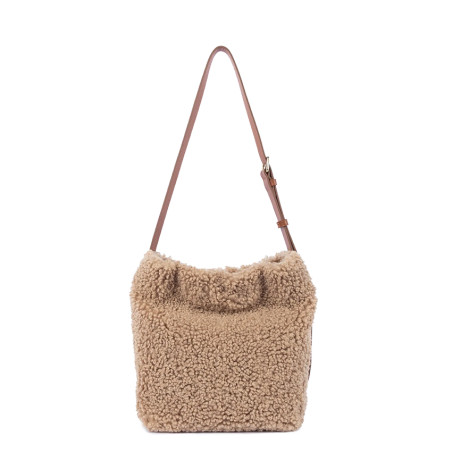 Lancaster Faux Fur Bucket Bag 518-089 Cognac