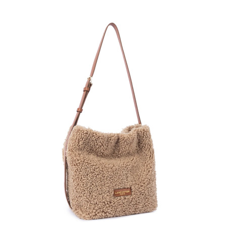 Lancaster Faux Fur Bucket Bag 518-089 Cognac